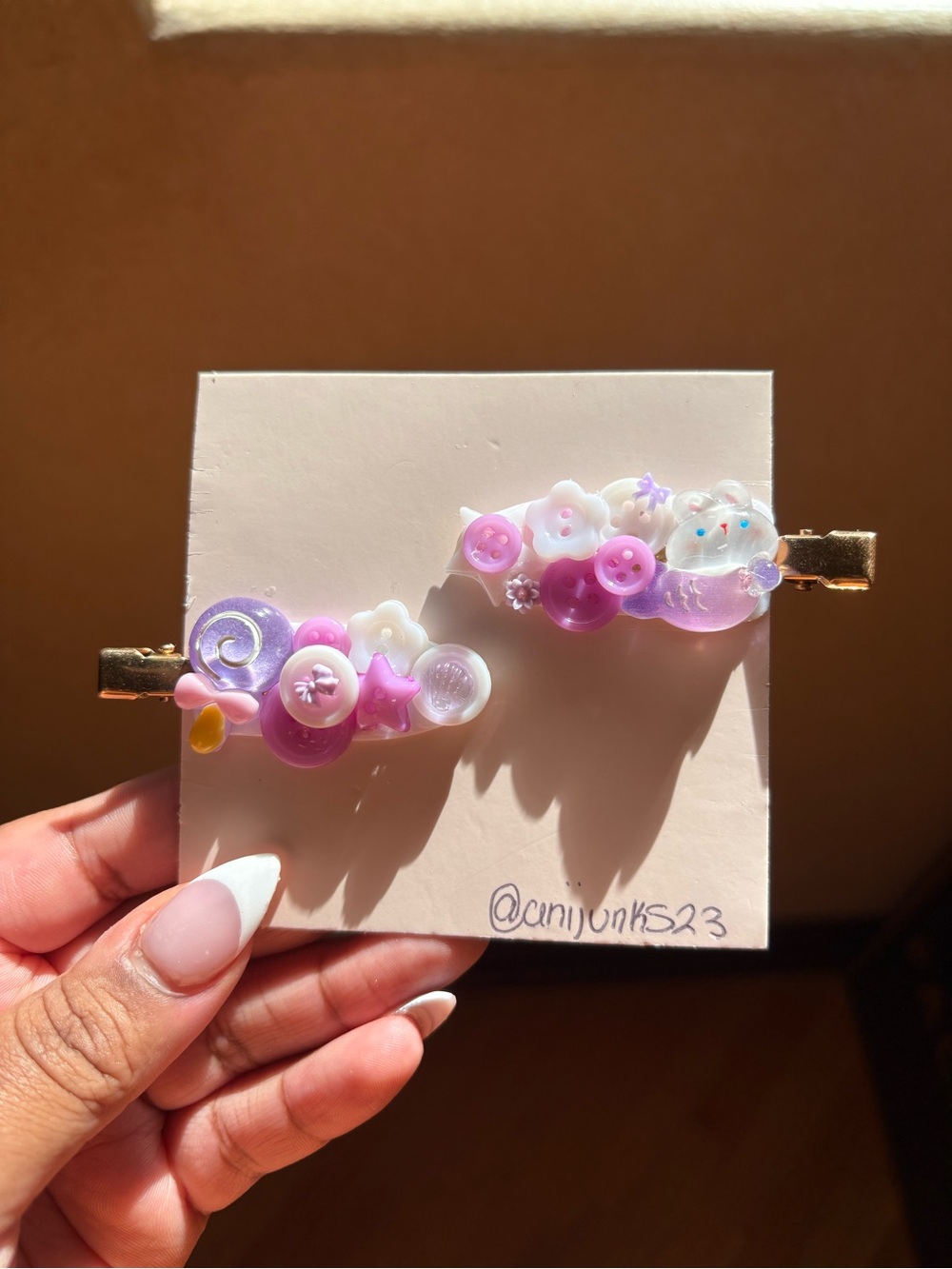 Purple Decorative Button Hair Clips